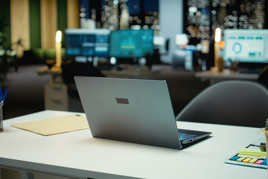 Modern laptop on a clean workspace in office